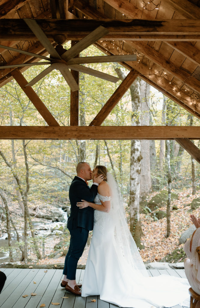 Smoky Mountain elopement ceremony location at Ely's Mill, Gatlinburg. 