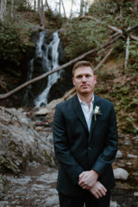 Groom suit inspiration for a forest elopement.