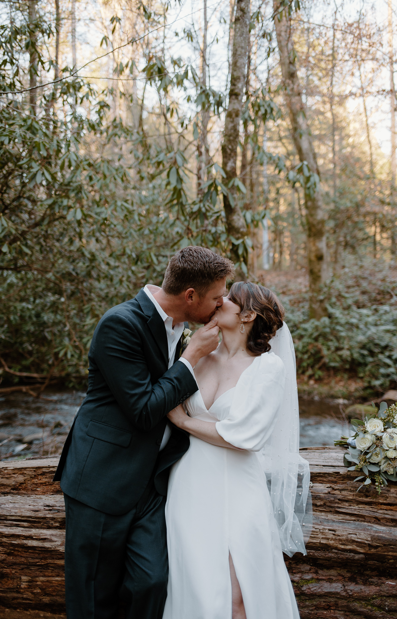 Gorgeous forest Smoky Mountain Elopement location at Cataract Falls.
