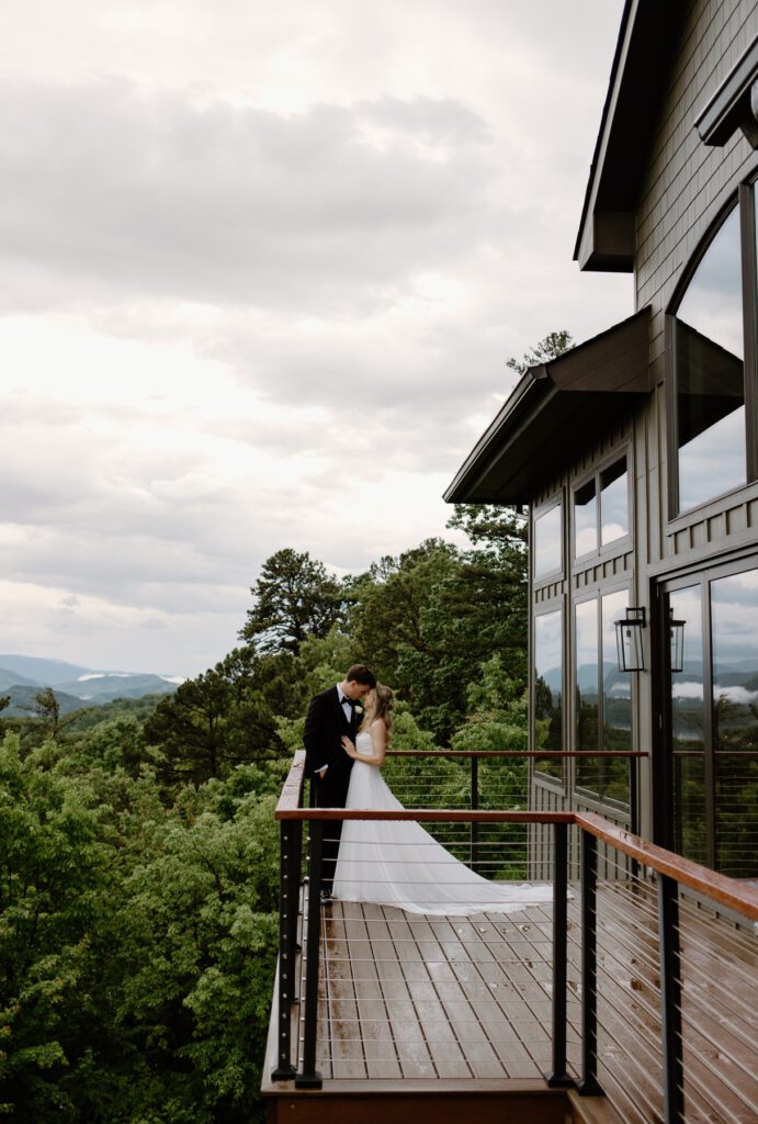 Mountain views for wedding ceremony and bridal portraits at Smoky Mountain wedding venue in Tennessee.