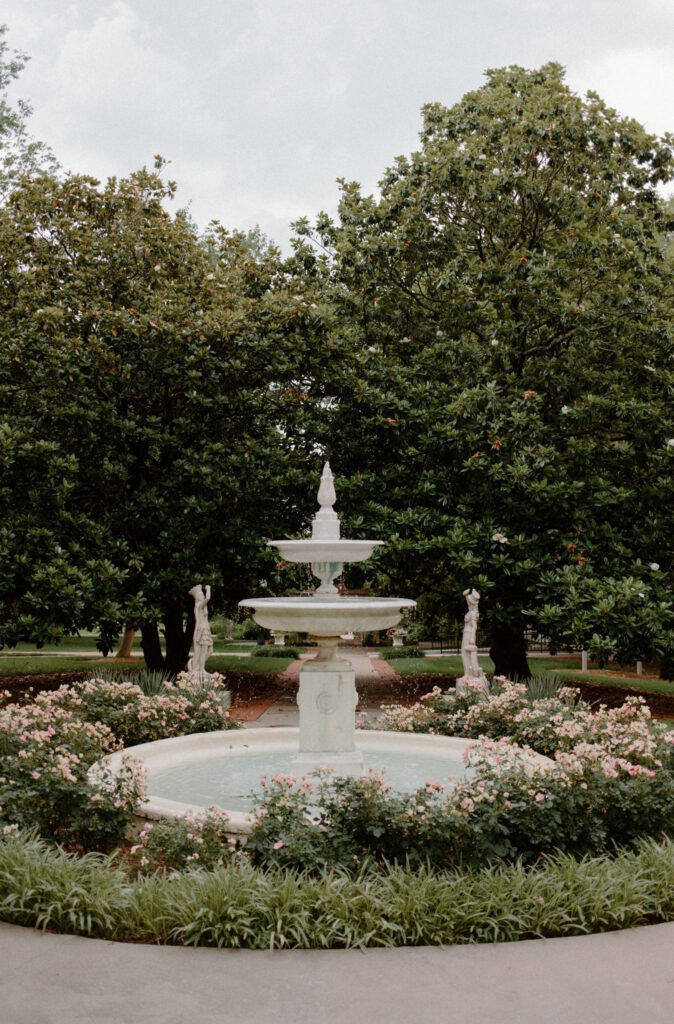Nashville garden engagement session at Belmont University. 
