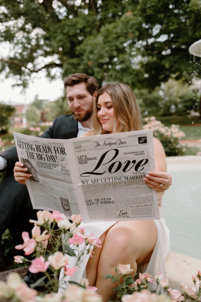 Modern engagement session with vintage touches. Belmont gardens in Nashville.