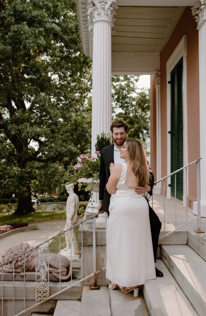 Summer garden engagement session in Nashville, Tennessee.