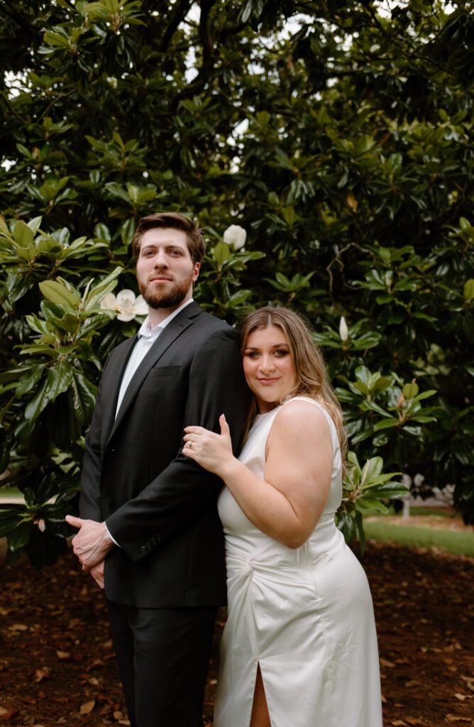 Nashville garden engagement session at Belmont University. 