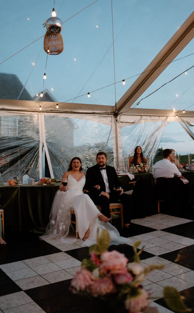Elegant and modern backyard wedding reception tent ideas.