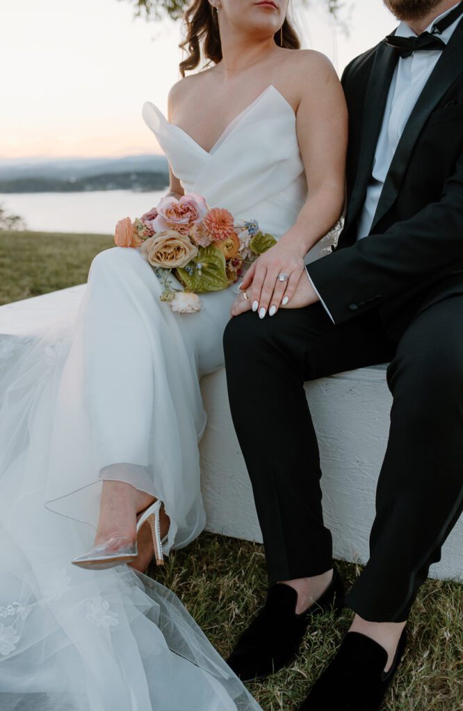 Bridal details from summer backyard wedding.