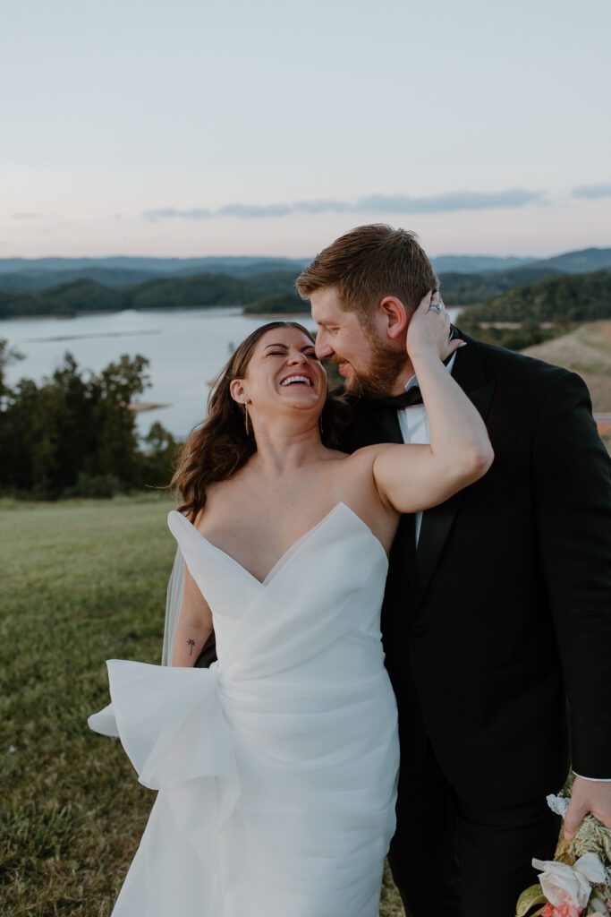 Candid bride and groom bridal portraits in East Tennessee.