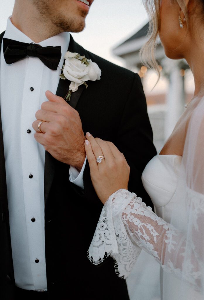 Bride and groom wedding details shot at summer wedding in East Tennessee wedding venue, Whitestone Inn. 