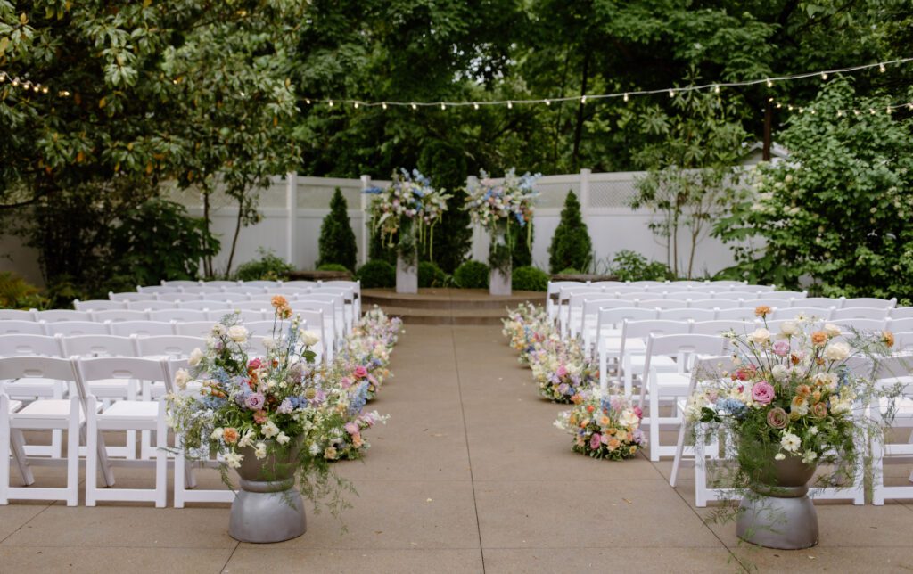 Outdoor wedding ceremony at CJ's Off the Square in Nashville, Tennessee.
