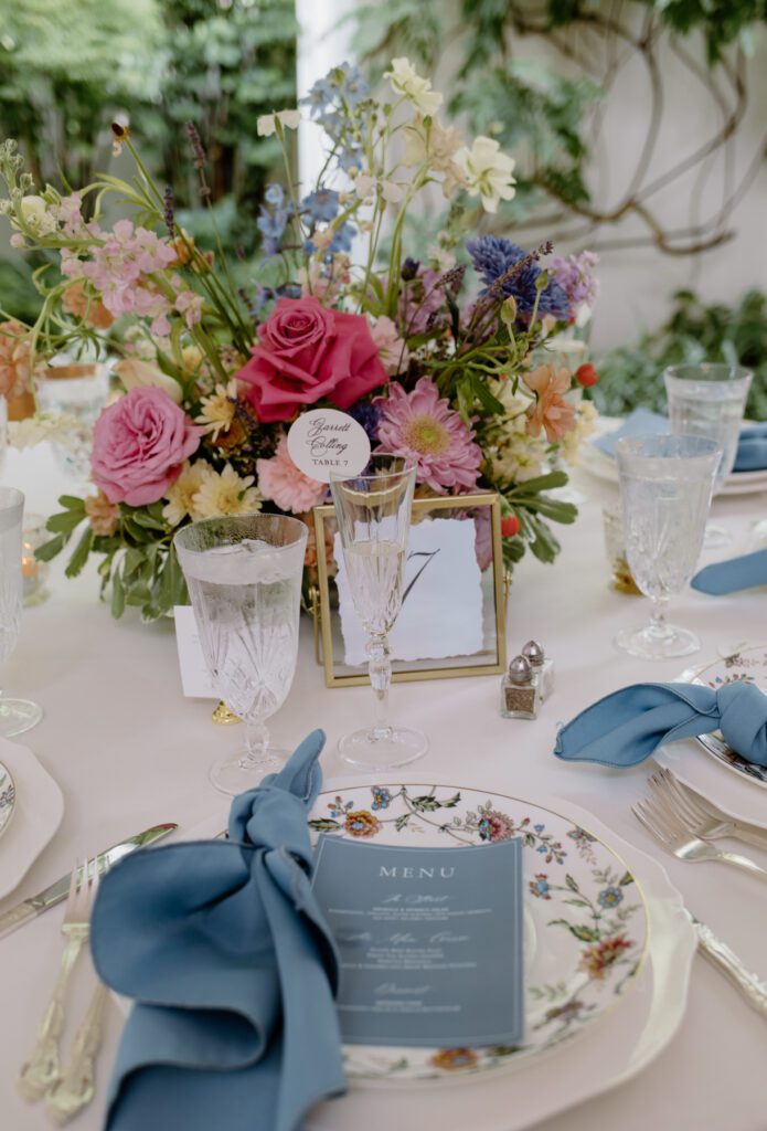 Spring reception tablescape at Nashville's wedding venue, CJ's Off the Square.