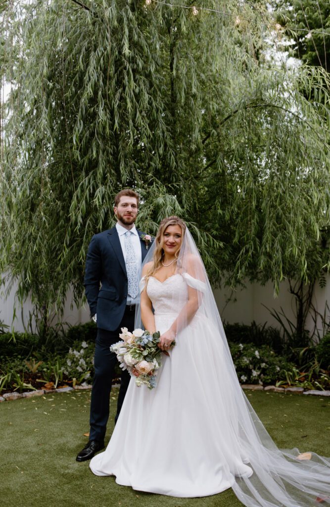 Bride and groom portraits at CJ's Off the Square. a Nashville Wedding Venue.