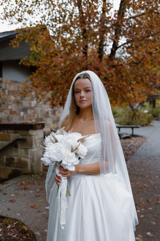 Bridal attire for fall elopement inspiration in Tennessee.
