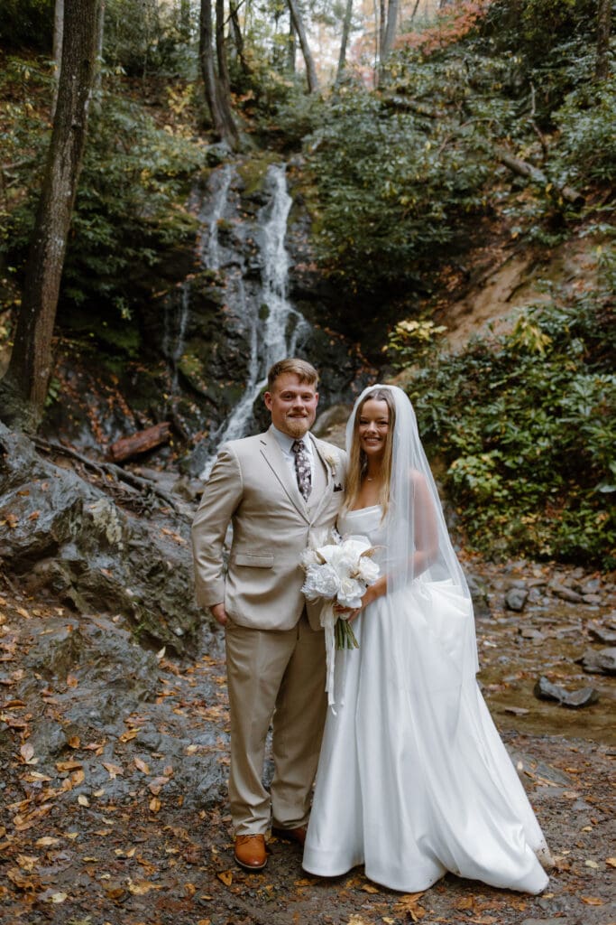 Fall elopement inspiration at Cataract Falls.