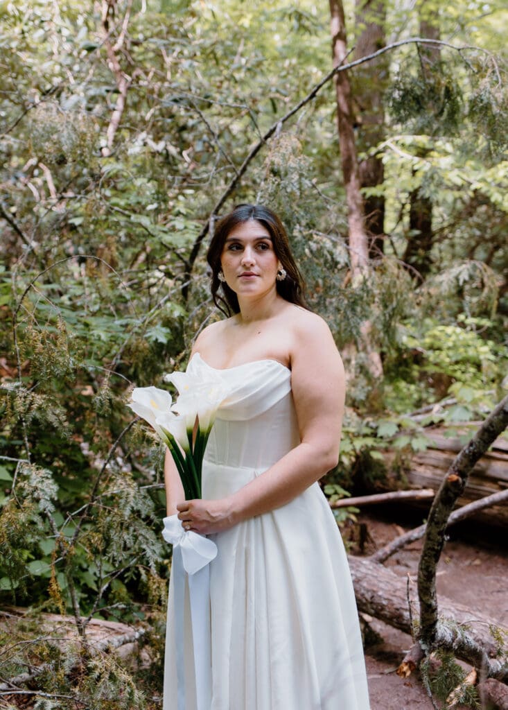 Simple and classy bridal attire for a summer elopement in the Smokies.