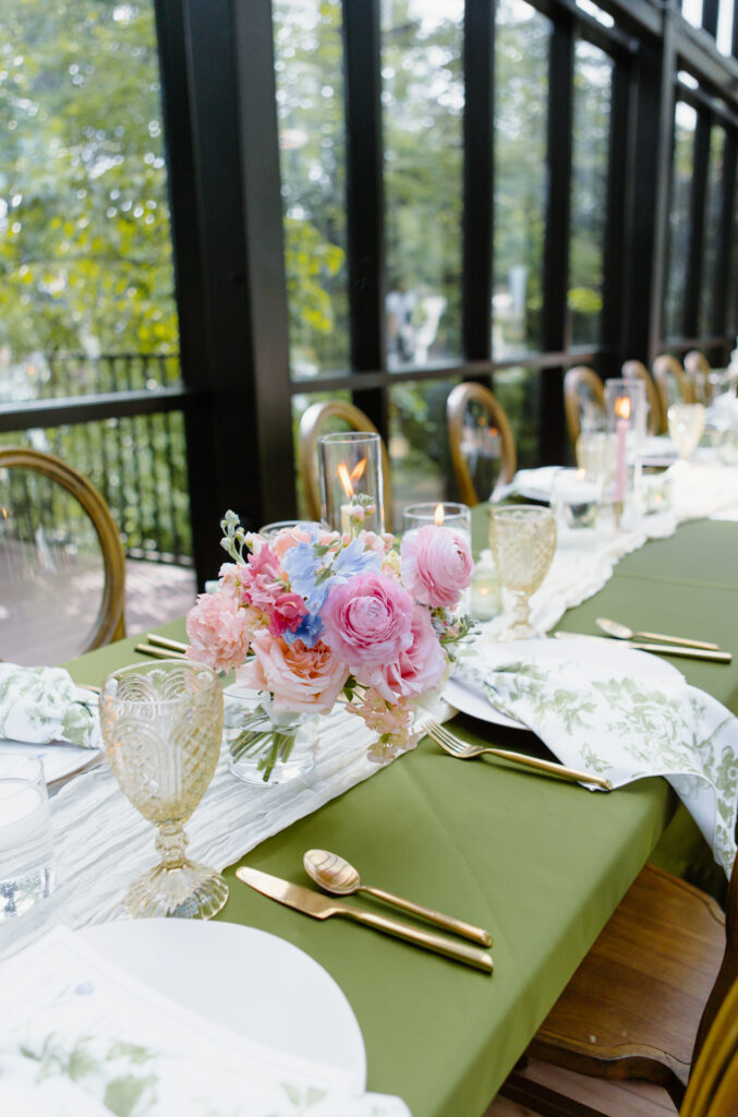 Reception table decor Nichols Heir Summer Garden Wedding in Sevierville, TN