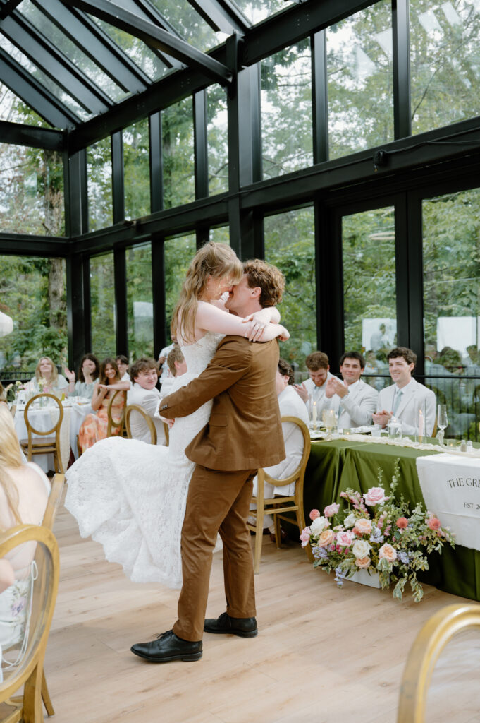 Bride and groom first dance Nichols Heir Summer Garden Wedding in Sevierville, TN