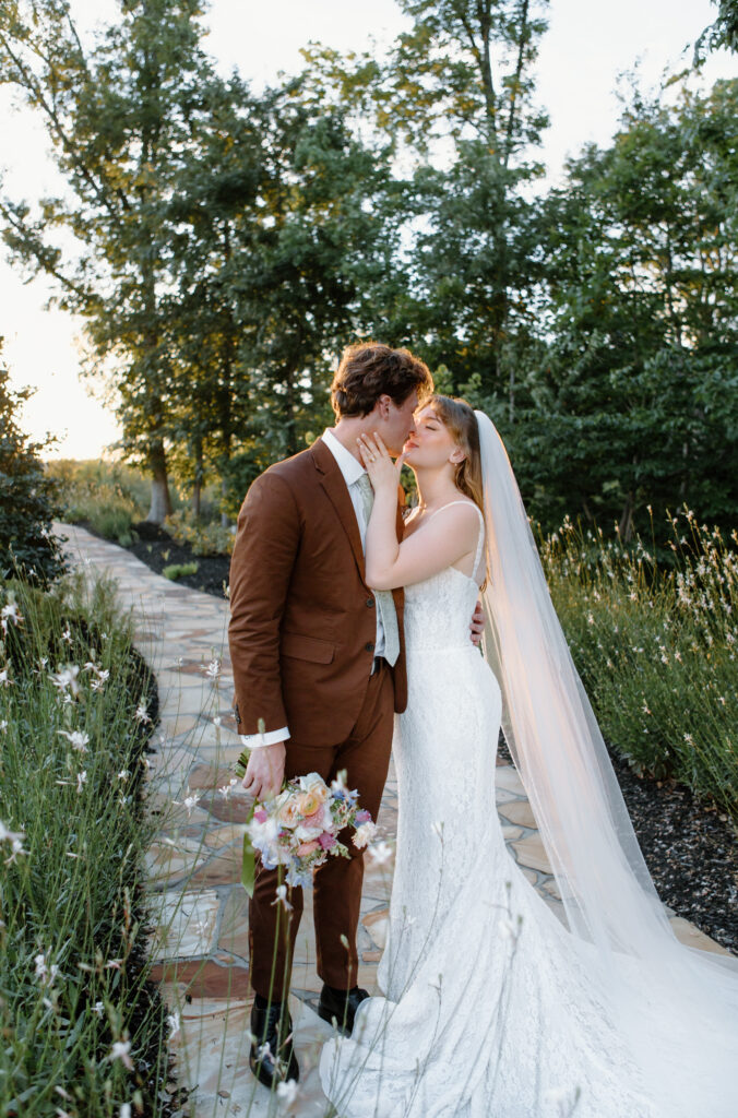 Sunset photos with the bride and groom at Nichols Heir Summer Garden Wedding in Sevierville, TN