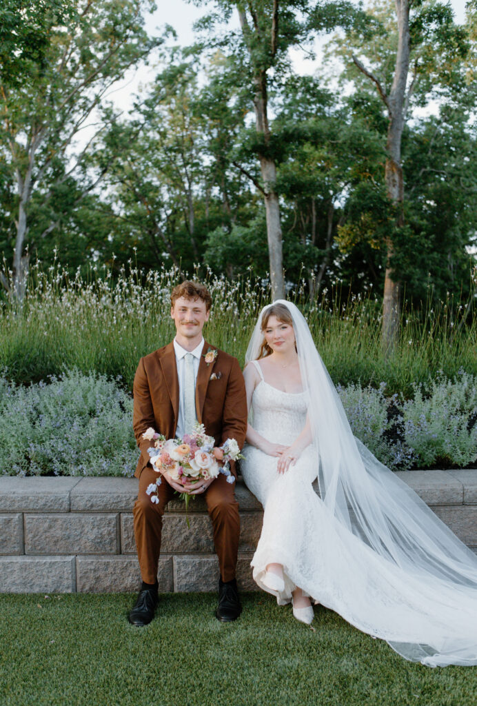 Bride and groom portraits ideas for a summer garden wedding.