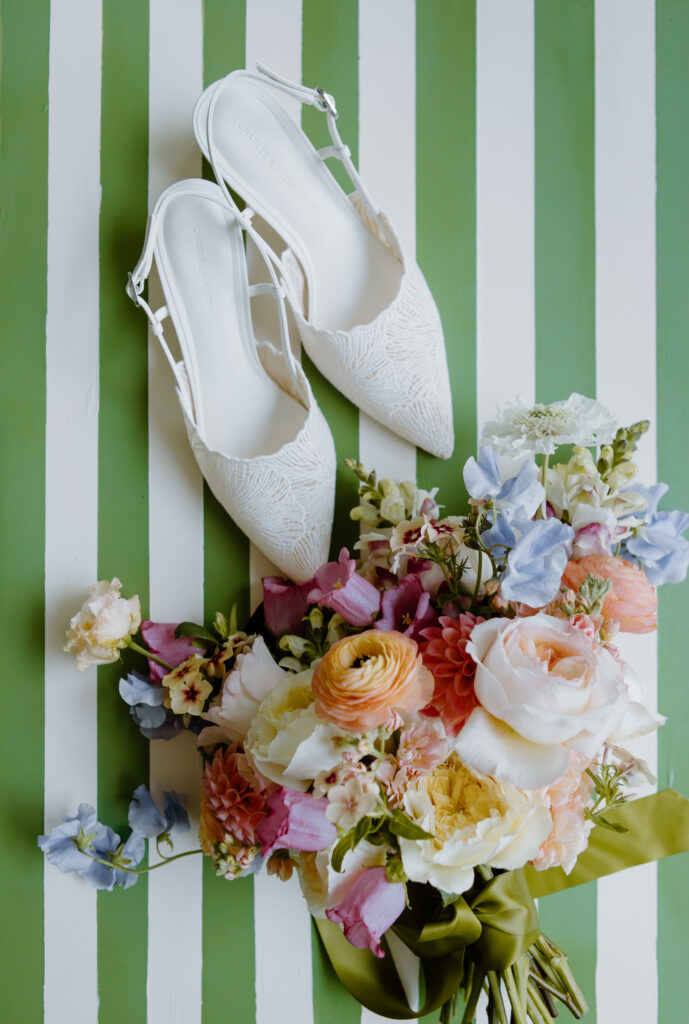 Unique bridal details for a summer garden wedding.