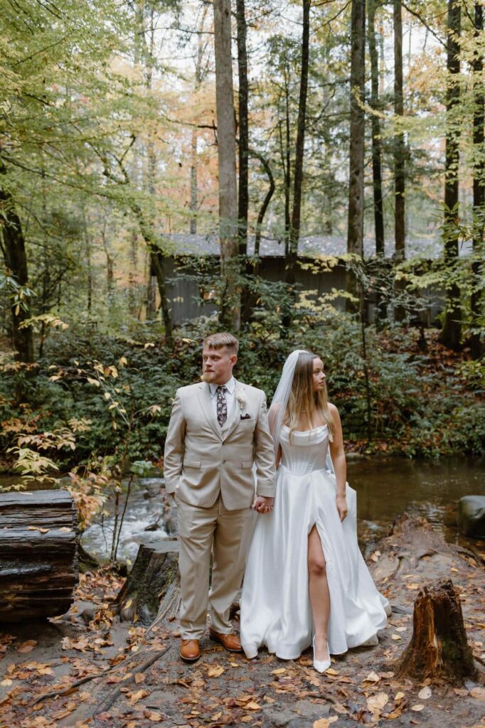 Editorial inspired posing for a Great Smoky Mountain elopement.