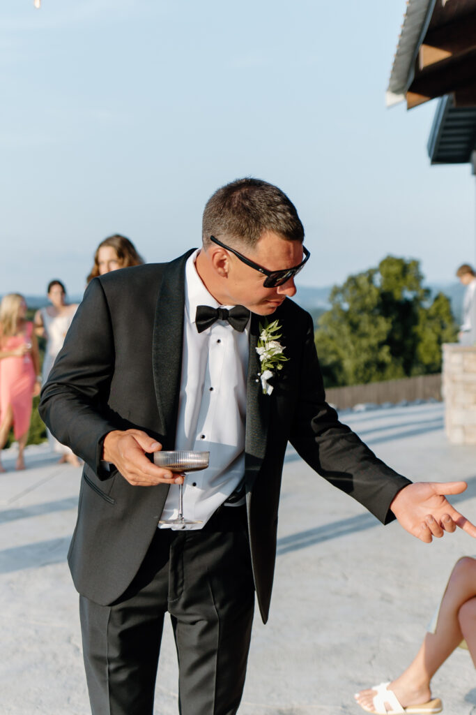 Black tie wedding attire at Tennessee wedding venue, The Loyston.
