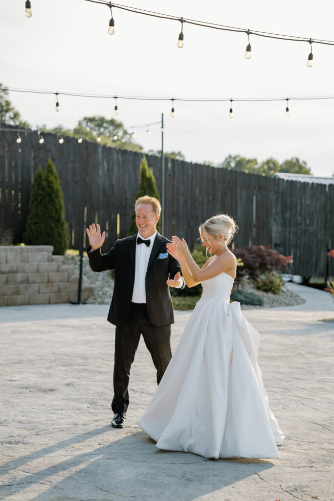 First dance with father of the bride at Tennessee wedding venue, The Loyston.