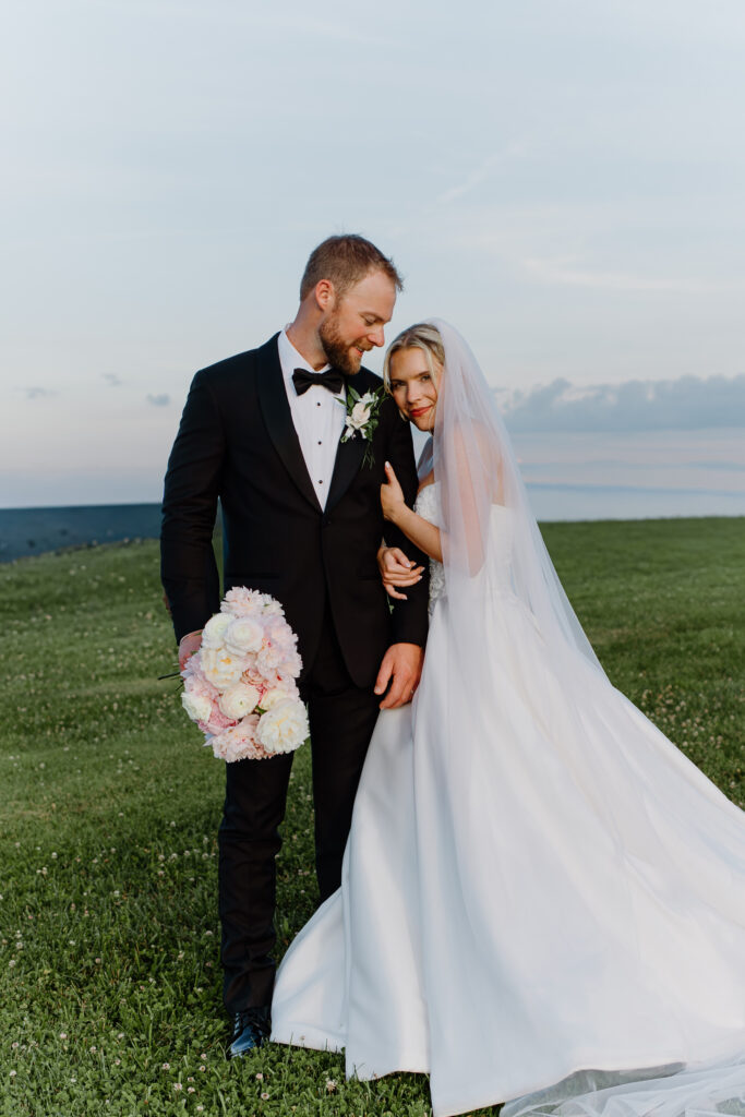 Editorial inspired wedding portraits of bride and groom at Tennessee wedding venue, The Loyston.