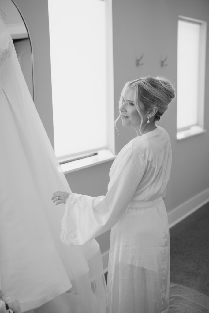 Bride getting ready for her summer wedding at The Loyston Wedding Venue.