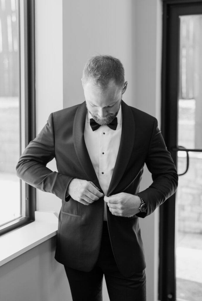 Groom getting ready at the Loyston wedding venue.