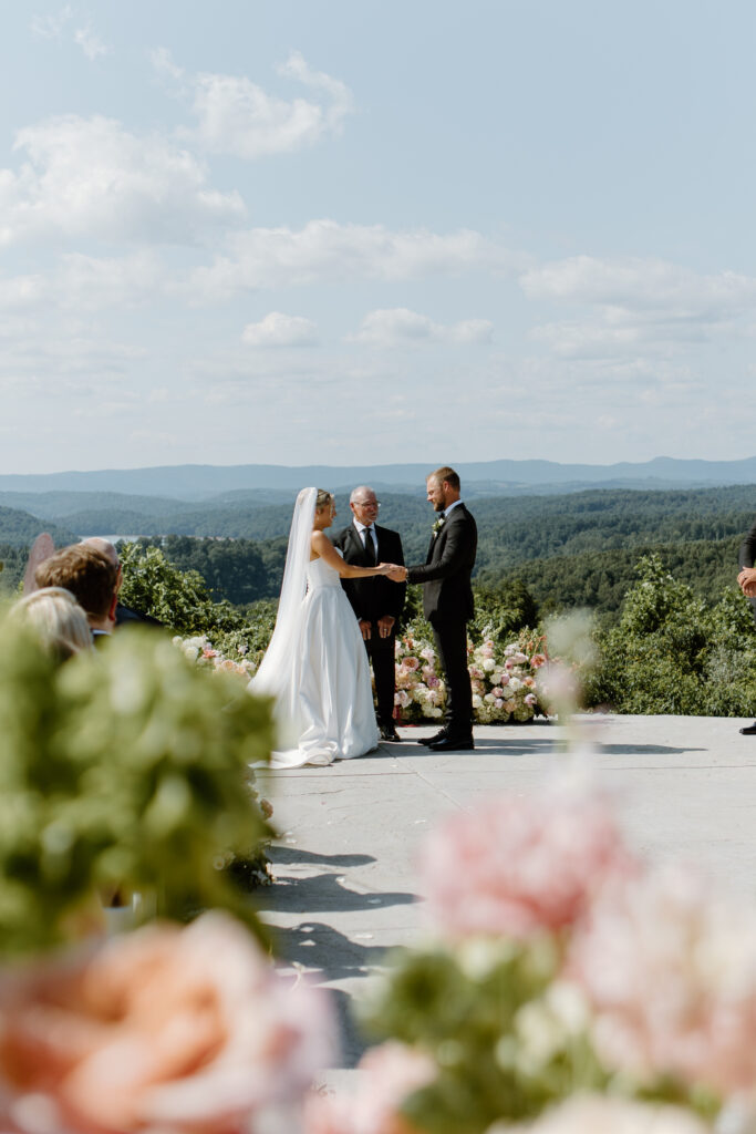 Bride and groom ceremony photos at the Loyston Wedding Venue.