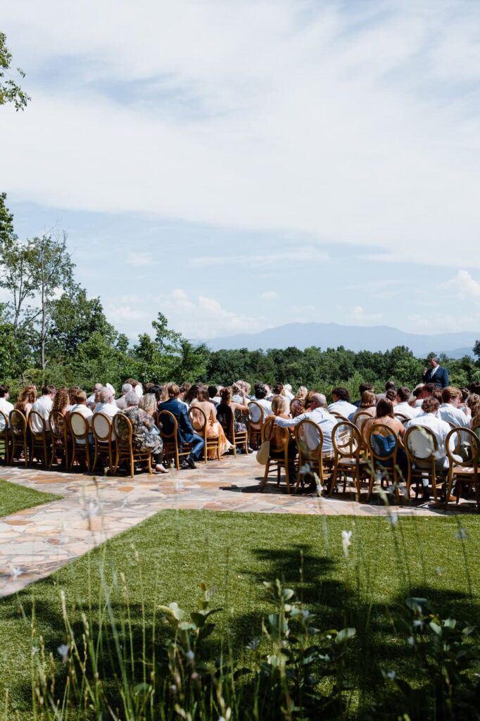 Ceremony location overlooking the mountains at Nichols Heir wedding venue in Tennessee.