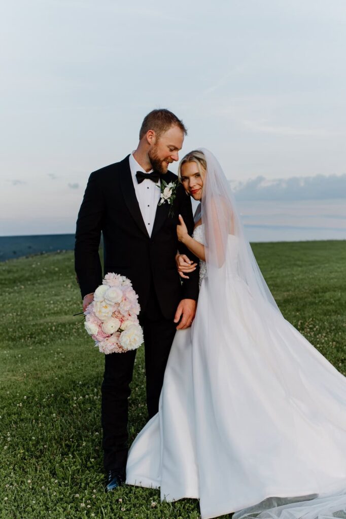 Editorial inspired wedding portraits of bride and groom at Tennessee wedding venue, The Loyston.