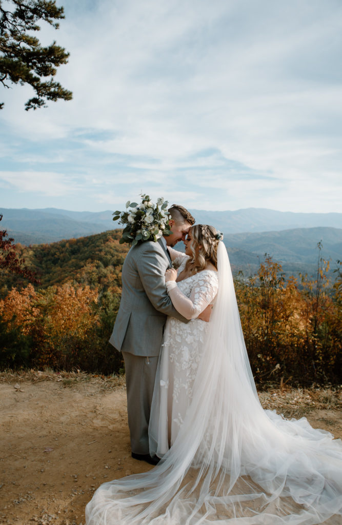 Bride and groom portraits for the perfect ending of a romantic Smoky Mountain elopement.
