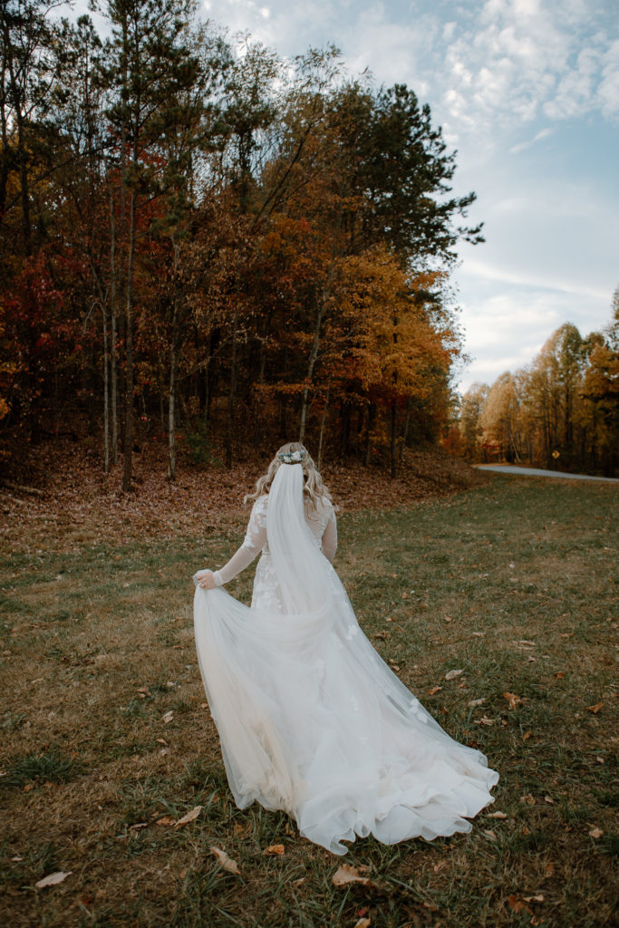 This whimsical bridal gown was absolutely breathtaking. The long floral embroidered sleeves were especially perfect for the romantic vibes this Smoky Mountain elopement brought.