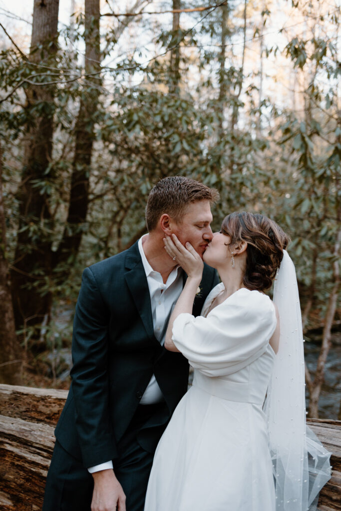 Bride and groom portraits at Smoky Mountain National Park Elopement.