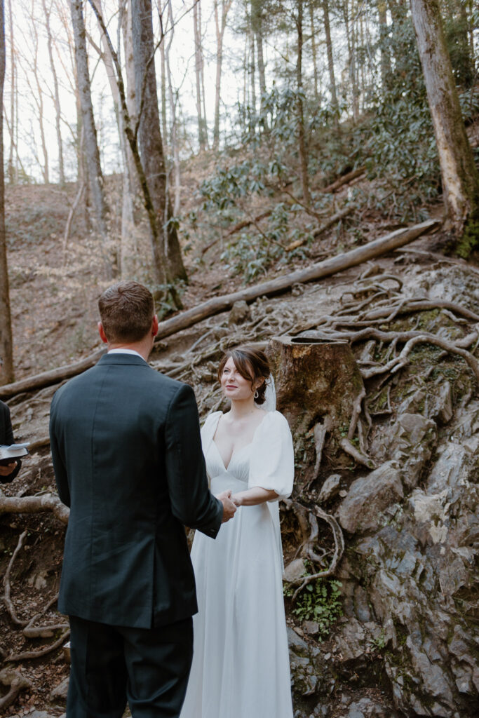 Enchanted forest elopement at Cataract Falls located within the Smoky Mountain National Park.