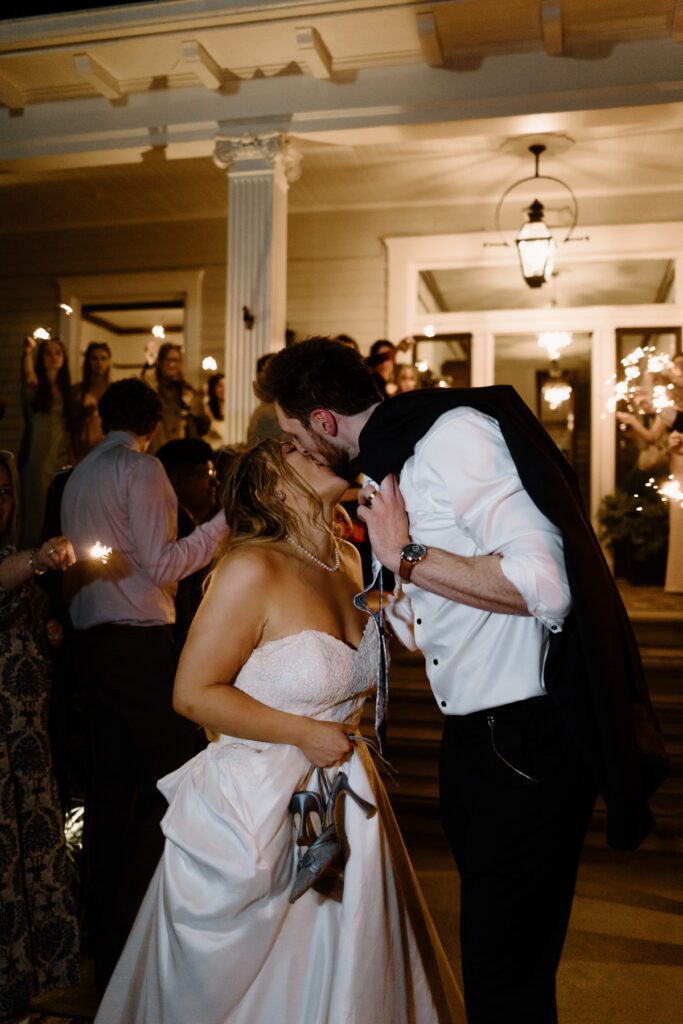 Sparkler send off at CJ's Off the Square, a Nashville outdoor wedding venue. 