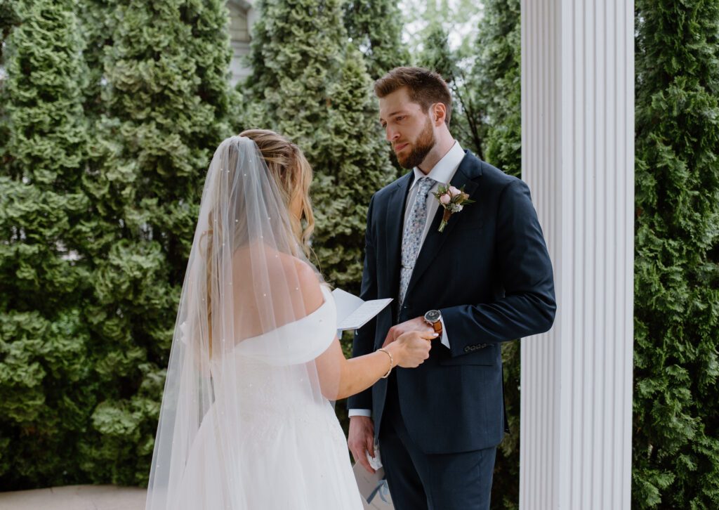 Private vows exchanged at CJ's Off the Square, a Nashville outdoor wedding venue.